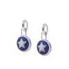 Vintouch Italy Women's Blue / Silver Starfish Cameo Hoop Earrings In Multi