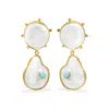 Vintouch Italy Women's Blue / White / Gold Rebel Rebel Pearl Earrings With Turquoise In Multi
