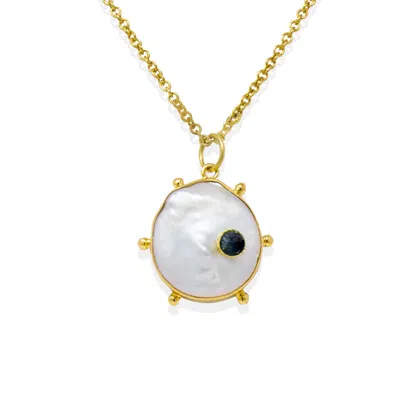 Vintouch Italy Women's Blue / White / Gold Rebel Rebel Pearl Necklace With Sapphire In Multi
