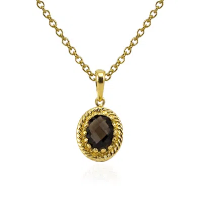 Vintouch Italy Women's Brown / Gold Luccichio Smoky Quartz Pendant Necklace In Multi