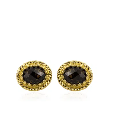 Vintouch Italy Women's Brown / Gold Luccichio Smoky Quartz Stud Earrings In Multi