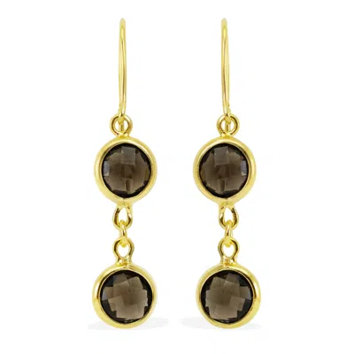Vintouch Italy Women's Brown Vesuvio Smoky Quartz Gold Earrings