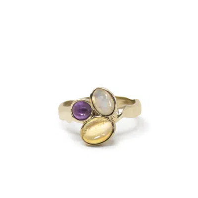 Vintouch Italy Women's Cosmo 18kt Gold-plated Multicolor Ring In Yellow