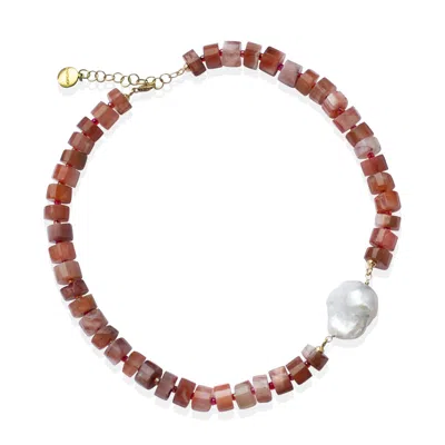 Vintouch Italy Women's Demeter Orange Agate Necklace