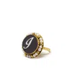 Vintouch Italy Women's Gold / Black Black Initial I Cameo Ring With Pearls In Multi