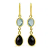 Vintouch Italy Women's Gold / Black / Blue Amalfi Sky Blue Topaz And Onyx Earrings In Multi