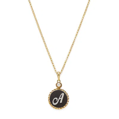 Vintouch Italy Women's Gold / Black Gold Vermeil Black Cameo Initial Necklace In Multi