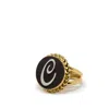 Vintouch Italy Women's Gold / Black Gold Vermeil Black Cameo Ring Initial C In Multi