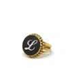 Vintouch Italy Women's Gold / Black Gold Vermeil Black Cameo Ring Initial L In Multi
