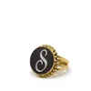 Vintouch Italy Women's Gold / Black Gold Vermeil Black Cameo Ring Initial S In Multi