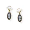 Vintouch Italy Women's Gold / Black Lilith Gold-plated Black Cameo And Pearl Stud Earrings In Multi