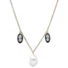 Vintouch Italy Women's Gold / Black / White Medea Gold-plated Black Cameo And Pearl Necklace In Multi