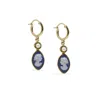 Vintouch Italy Women's Gold / Blue Isabella Gold-plated Blue Cameo Hoop Earrings In Multi