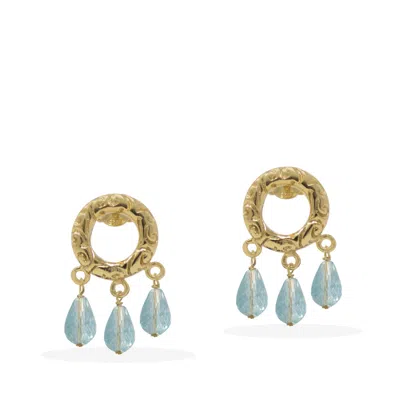 Vintouch Italy Women's Gold / Blue Liberty Gold Vermeil Blue Topaz Stud Earrings In Multi