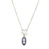 Vintouch Italy Women's Gold / Blue Lilith Gold-plated Blue Cameo And Pearl Necklace In Multi