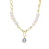 Vintouch Italy Women's Gold / Blue Simonetta Sky Blue Cameo And Pearl Necklace In Multi