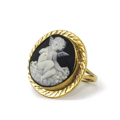 Vintouch Italy Women's Gold Cherubino Cameo Ring