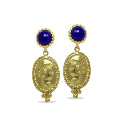 Vintouch Italy Women's Gold Cleopatra Lapis Earrings
