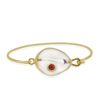 Vintouch Italy Women's Gold Coral & Cowrie Shell Cuff Bracelet