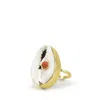 Vintouch Italy Women's Gold Coral & Cowrie Shell Ring In Gold