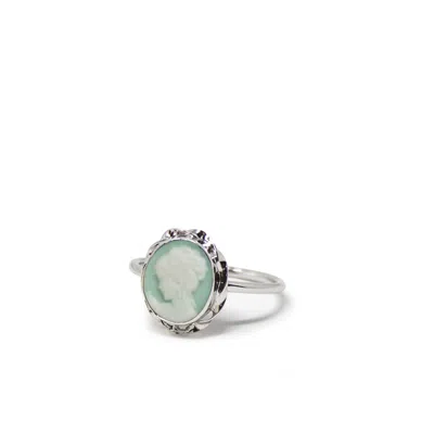Vintouch Italy Women's Gold / Green Sterling Silver Green Mini Cameo Ring In Multi