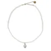 Vintouch Italy Women's Gold / Green / White Isabella Pearl And Green Cameo Necklace In Multi