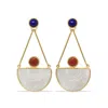 Vintouch Italy Women's Gold Opera Carnelian, Lapis & Mother Of Pearl Earrings In Gold