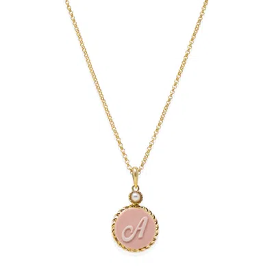 Vintouch Italy Women's Gold / Pink Gold Vermeil Pink Cameo Initial Necklace In Multi