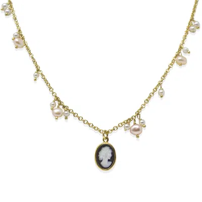 Vintouch Italy Women's Gold-plated Dainty Pearls & Mini Cameo Necklace
