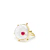 Vintouch Italy Women's Gold Rebel Rebel Pink Ruby Stacking Ring In Gold