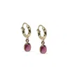 Vintouch Italy Women's Gold / Red Cosmo Gold-plated Rhodolite Hoop Earrings In Multi