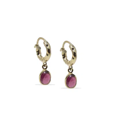 Vintouch Italy Women's Gold / Red Cosmo Gold-plated Rhodolite Hoop Earrings In Multi