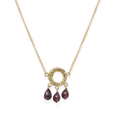 Vintouch Italy Women's Gold / Red Liberty Gold Vermeil Garnet Necklace In Multi