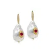 Vintouch Italy Women's Gold The Eye Pearl & Ruby Earrings In Gold