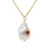 Vintouch Italy Women's Gold The Eye Pink Ruby Pendant Necklace In Gold
