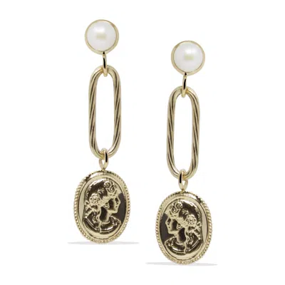 Vintouch Italy Women's Gold / White Beatrice Gold-plated Drop Earrings In Multi
