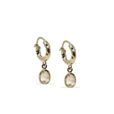 Vintouch Italy Women's Gold / White Cosmo Gold-plated Moonstone Hoop Earrings In Multi