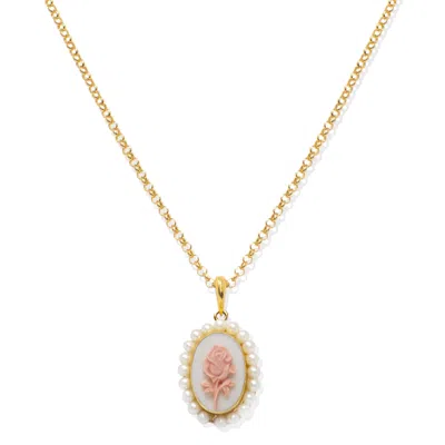 Vintouch Italy Women's Gold / White Gold-plated Rose Cameo And Pearl Necklace In Multi