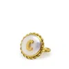 Vintouch Italy Women's Gold / White Moonglow Gold-plated Initial C Pearl Ring In Multi