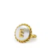 Vintouch Italy Women's Gold / White Moonglow Gold-plated Initial E Pearl Ring In Multi