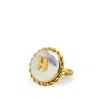 Vintouch Italy Women's Gold / White Moonglow Gold-plated Initial H Pearl Ring In Multi