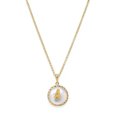 Vintouch Italy Women's Gold / White Moonglow Gold-plated Initial Pearl Necklace In Multi