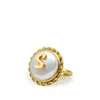 Vintouch Italy Women's Gold / White Moonglow Gold-plated Initial S Pearl Ring In Multi