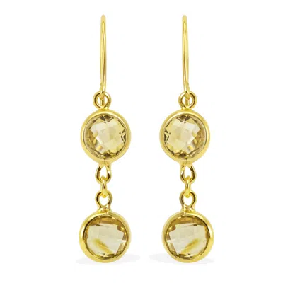 Vintouch Italy Women's Gold / Yellow Capri Citrine Gold Earrings