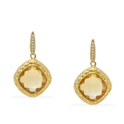Vintouch Italy Women's Gold / Yellow Demetra Gold-plated Yellow Citrine Earrings
