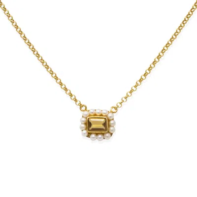 Vintouch Italy Women's Gold / Yellow Luccichio Citrine And Pearl Necklace