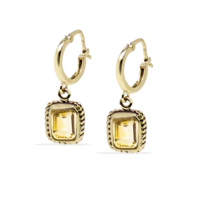 Vintouch Italy Women's Gold / Yellow Luccichio Gold Vermeil Citrine Hoop Earrings