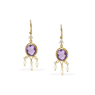 Vintouch Italy Women's Gold / Yellow Positano Gold-plated Amethyst Earrings