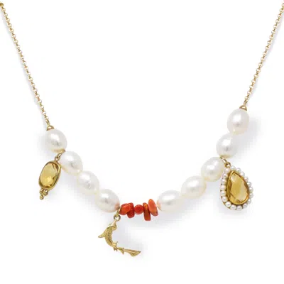 Vintouch Italy Women's Gold / Yellow / Red Goldfish Lucky Charm Necklace In Multi
