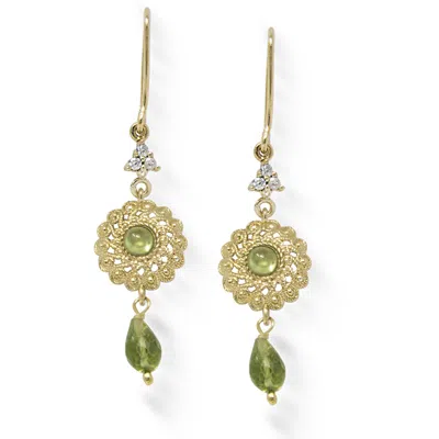 Vintouch Italy Women's Green Filigrana Gold-plated Peridot Earrings